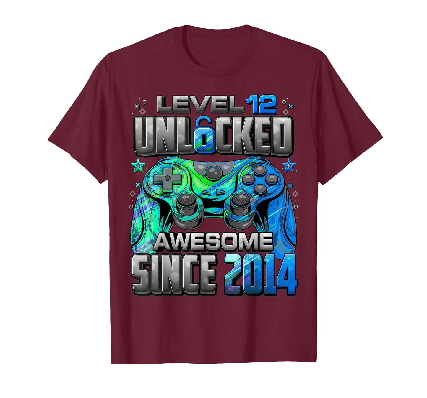 Level 12 Unlocked Awesome Since 2014 12th Birthday Gaming T-Shirt