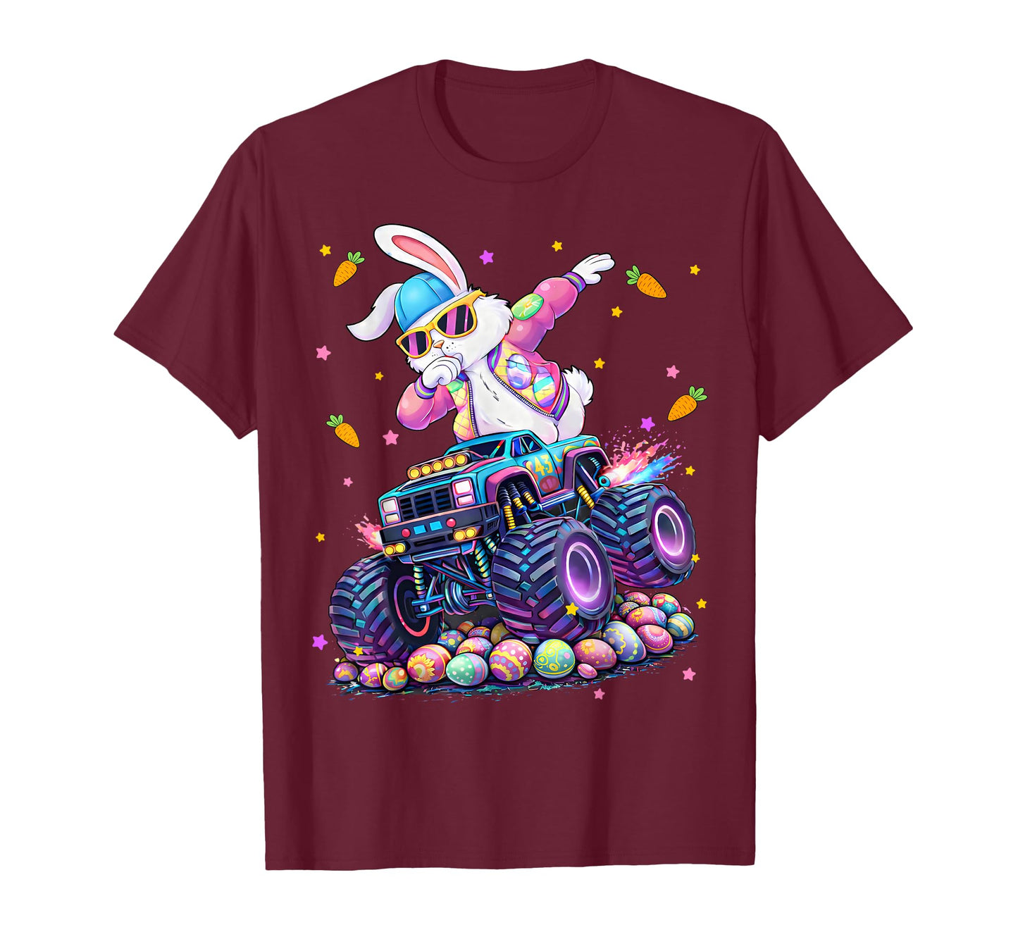 Funny Monster Truck Dabbing Rabbit Easter Bunny Men Boy T-Shirt