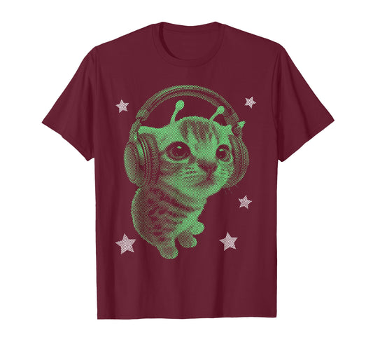 Y2K Alien Cat Headphones T-Shirt