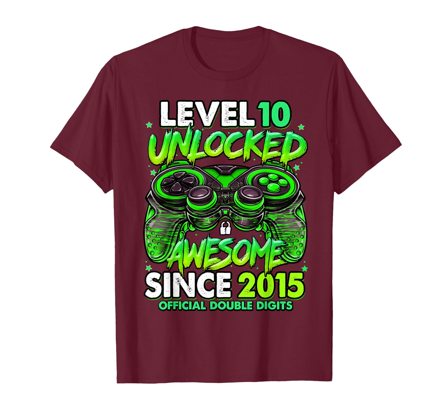 Level 10 Unlocked Awesome Since 2015 10th Birthday Gaming T-Shirt