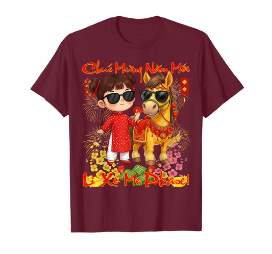 Happy TET Chuc Mung NAM Moi 2026 Li Xi Me Please Kids Girls T-Shirt