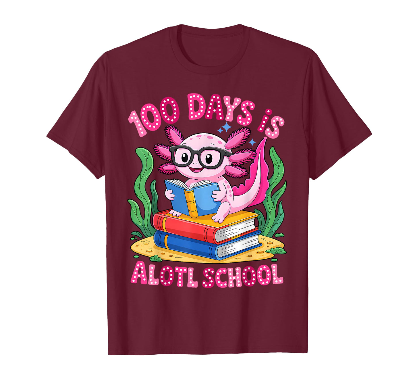 100th Day of School Groovy 100 Days is Alotl School Axolotl T-Shirt