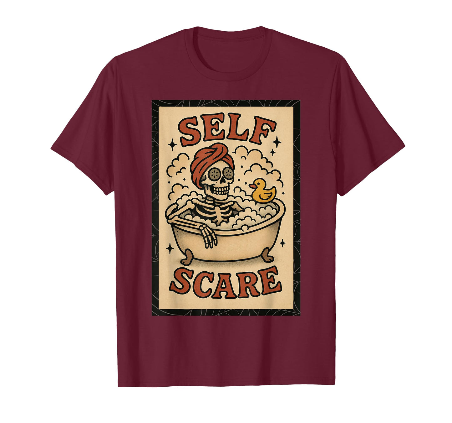 Self Scare Wellness Funny Halloween Spa Novelty Skeleton T-Shirt