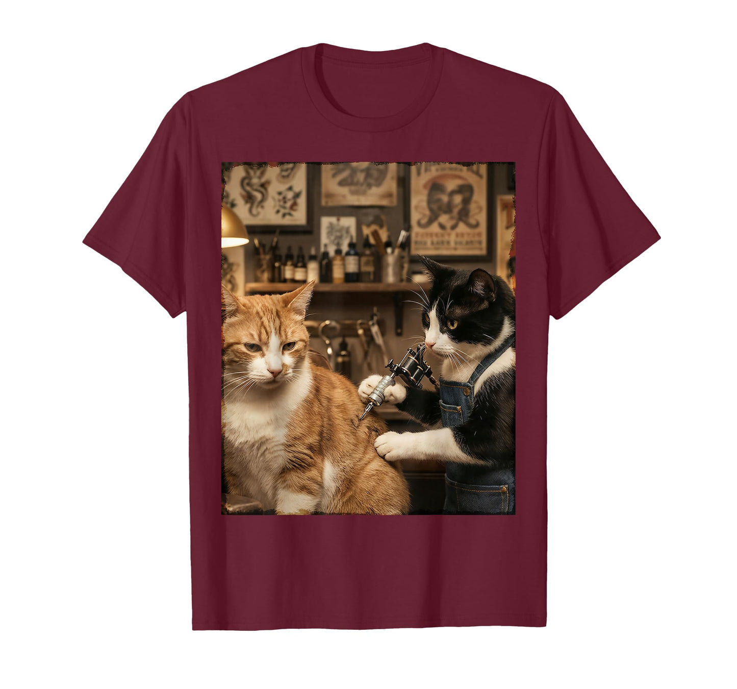 Cat Tattooing Cat Funny Meme Inked Kitty Humor Tattoo Artist T-Shirt