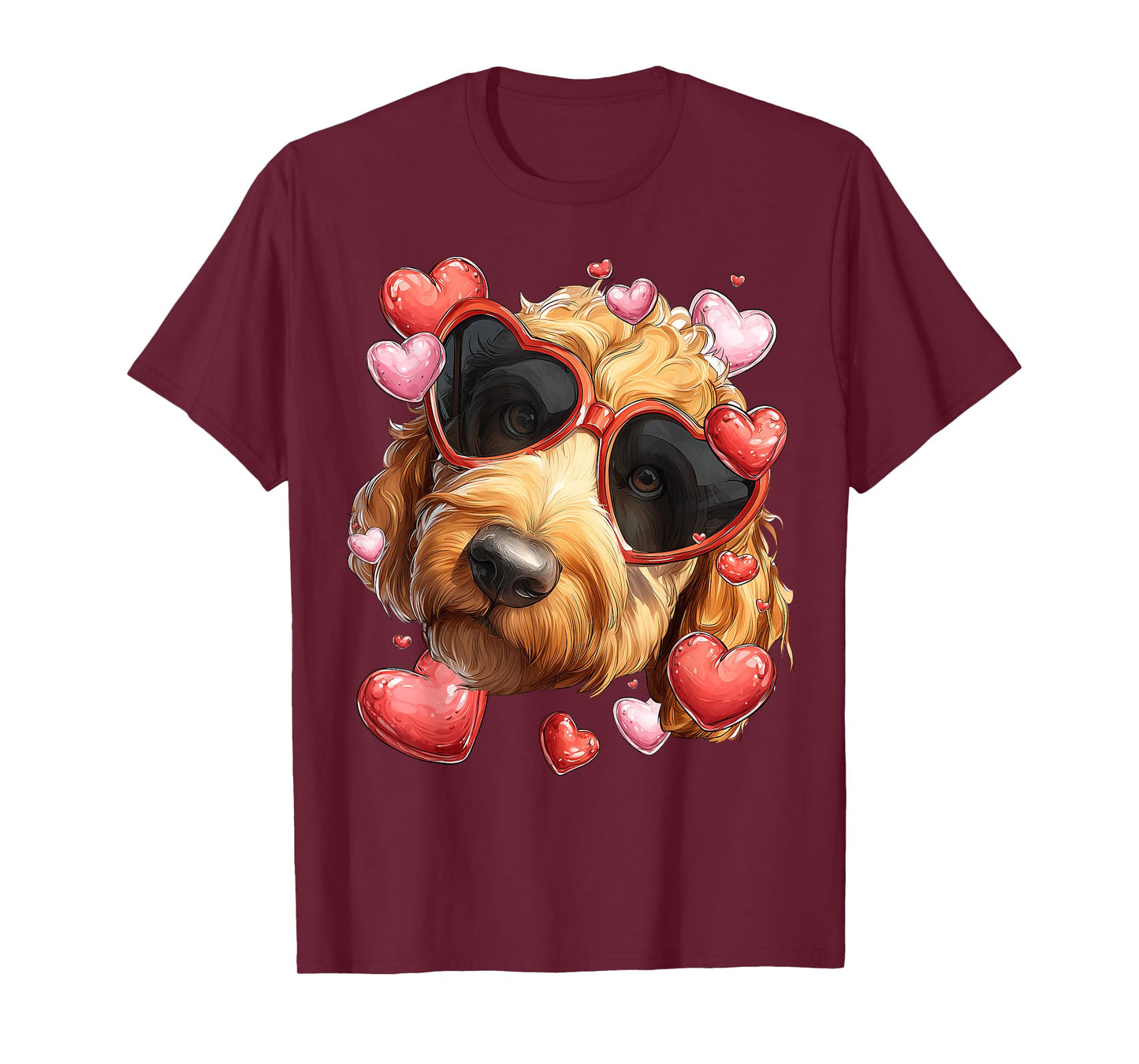 Golden Doodle Dog Goldendoodle Valentine's Day Heart T-Shirt