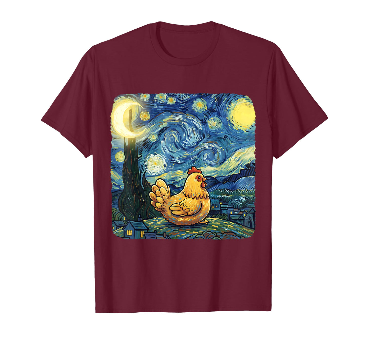Chicken Owner Van Gogh Starry Funny Night Cute Farm Lover T-Shirt