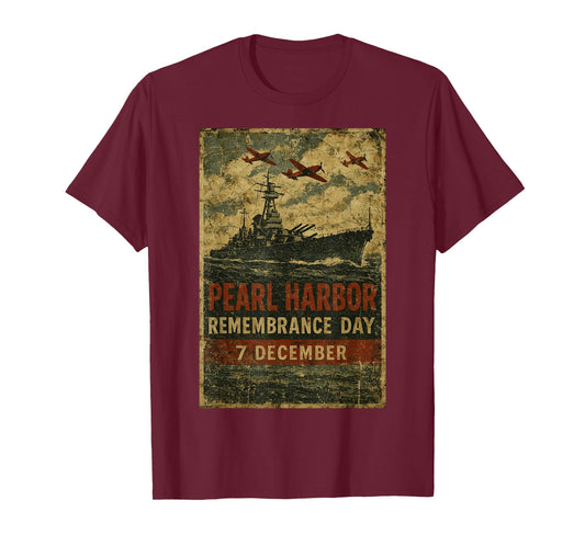 Pearl Harbor Remembrance Day Vintage Military Memorial Art T-Shirt