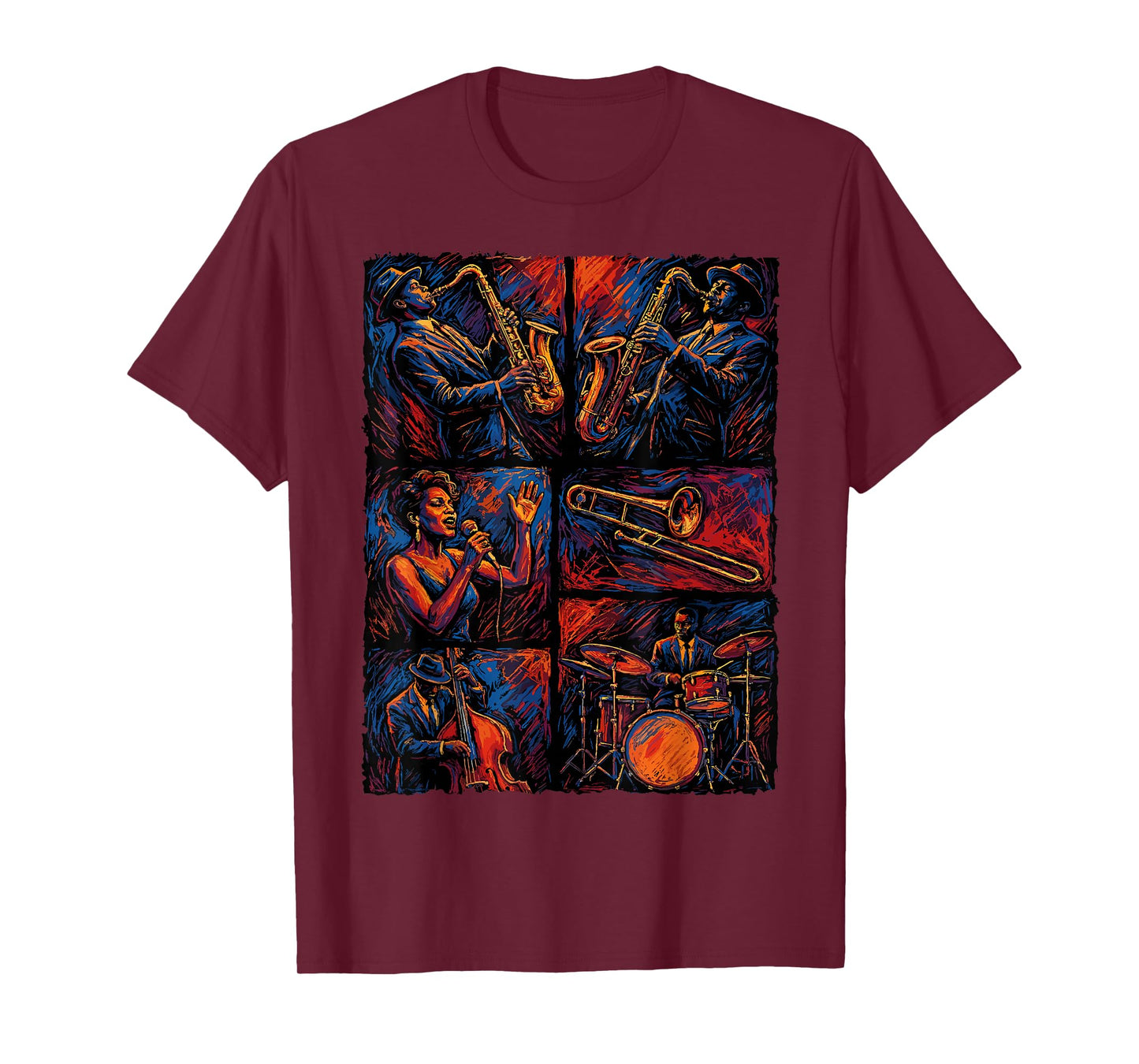 Artistic Jazz Band Musicians Vintage Jazz Music Lover T-Shirt