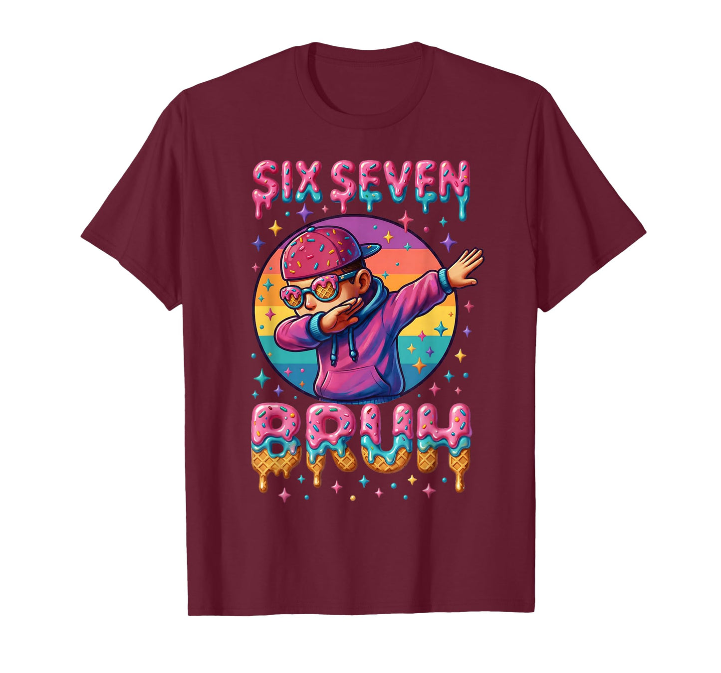 67 Meme Bruh Ice Cream Drip 6 7 Numbers Dabbing Six Seven T-Shirt