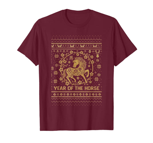 Chinese New Year 2026 Year of The Horse Ugly Sweater Xmas T-Shirt