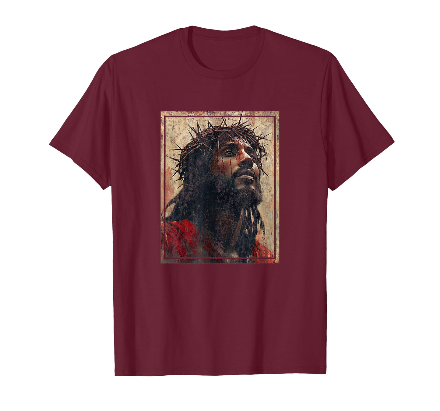 Black Jesus Face Of Jesus Cross With Crown Of Thorns T-Shirt