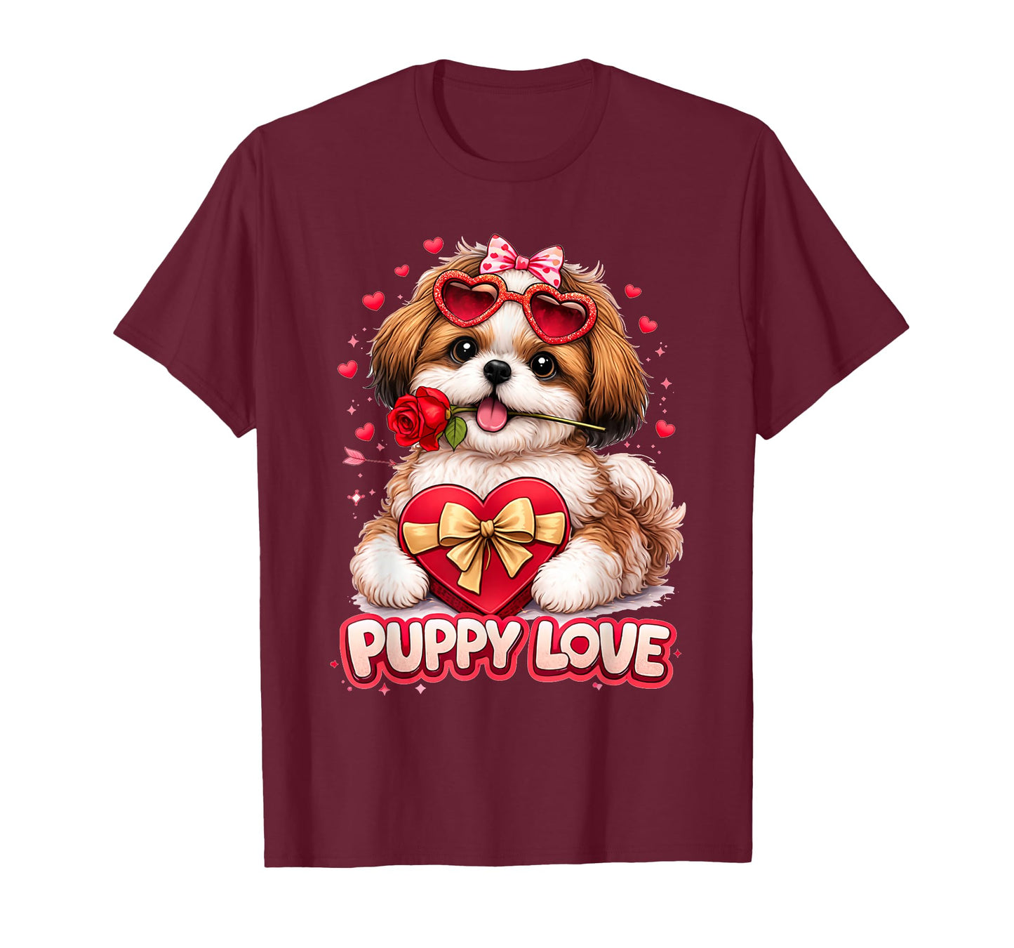 Valentine Shih Tzu Dog Cute Puppy Romance T-Shirt