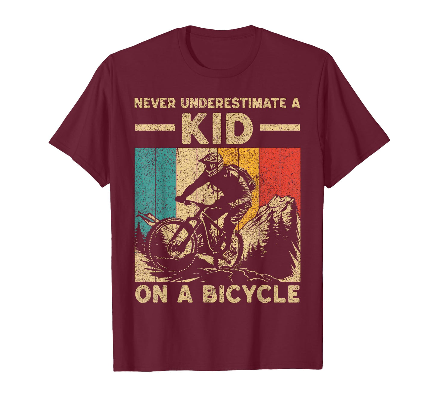 Never Underestimate A Kid Bicycle Riding Cyclist Boys Girls T-Shirt