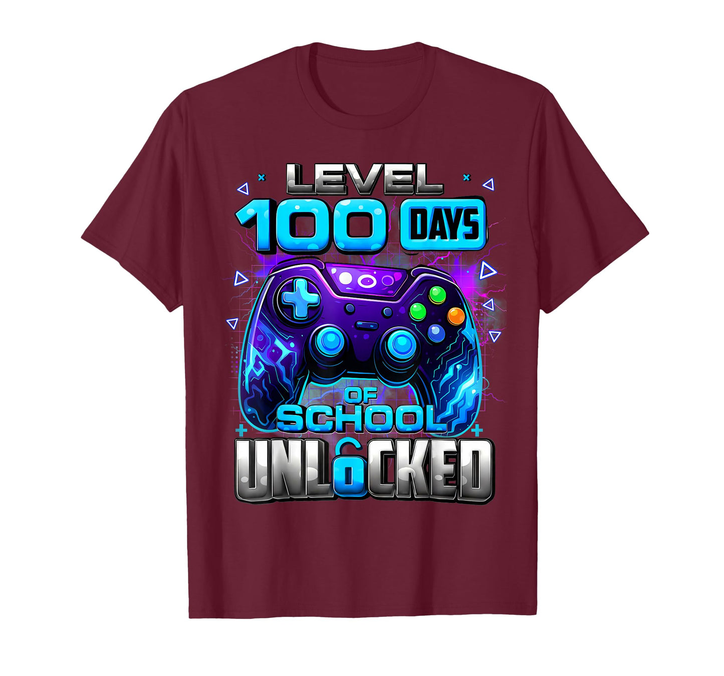 100 Days of School Level Unlocked Video Games Boys T-Shirt