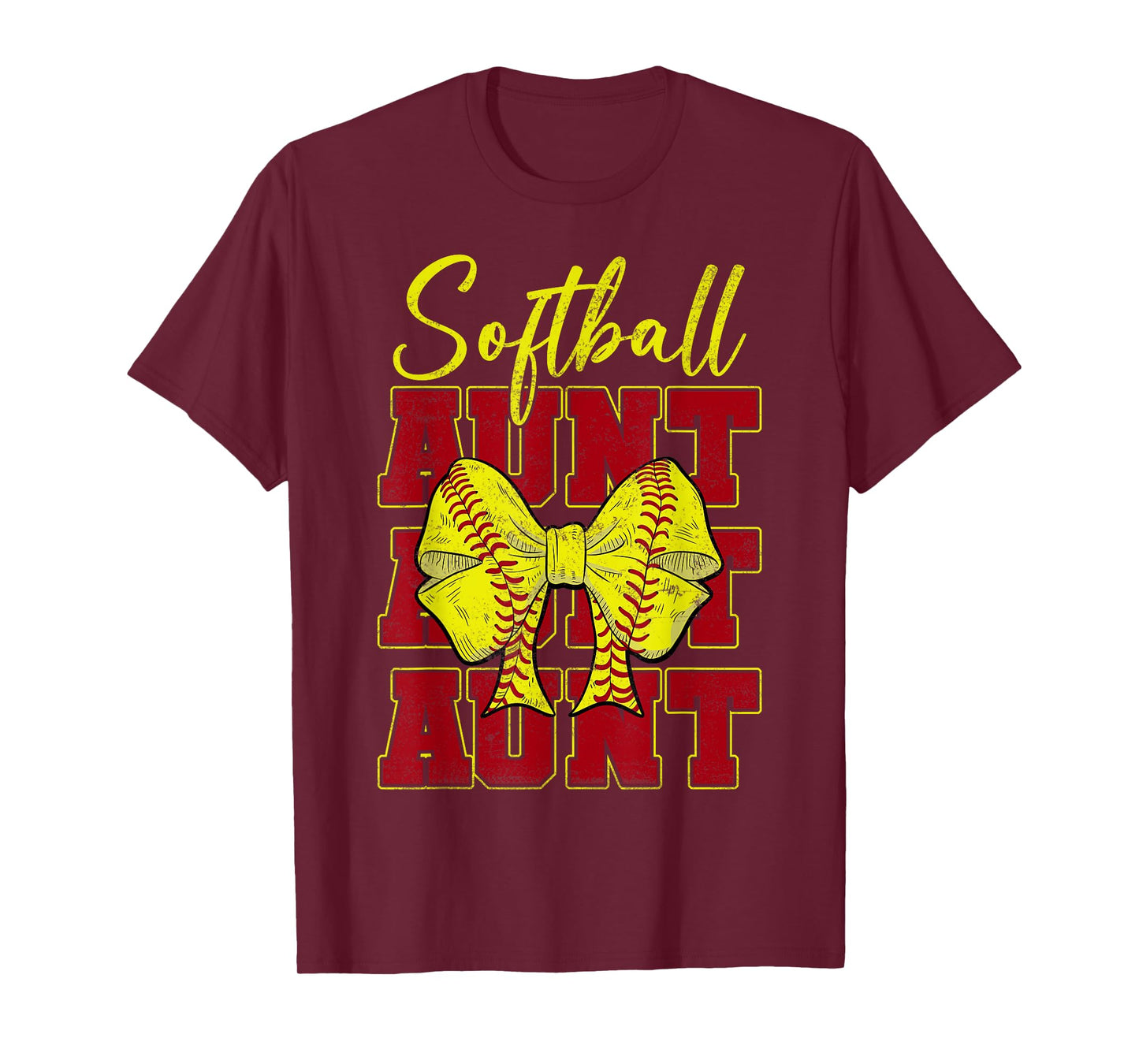Softball Aunt Coquette Bow Sport Lover Vintage Mothers Day T-Shirt