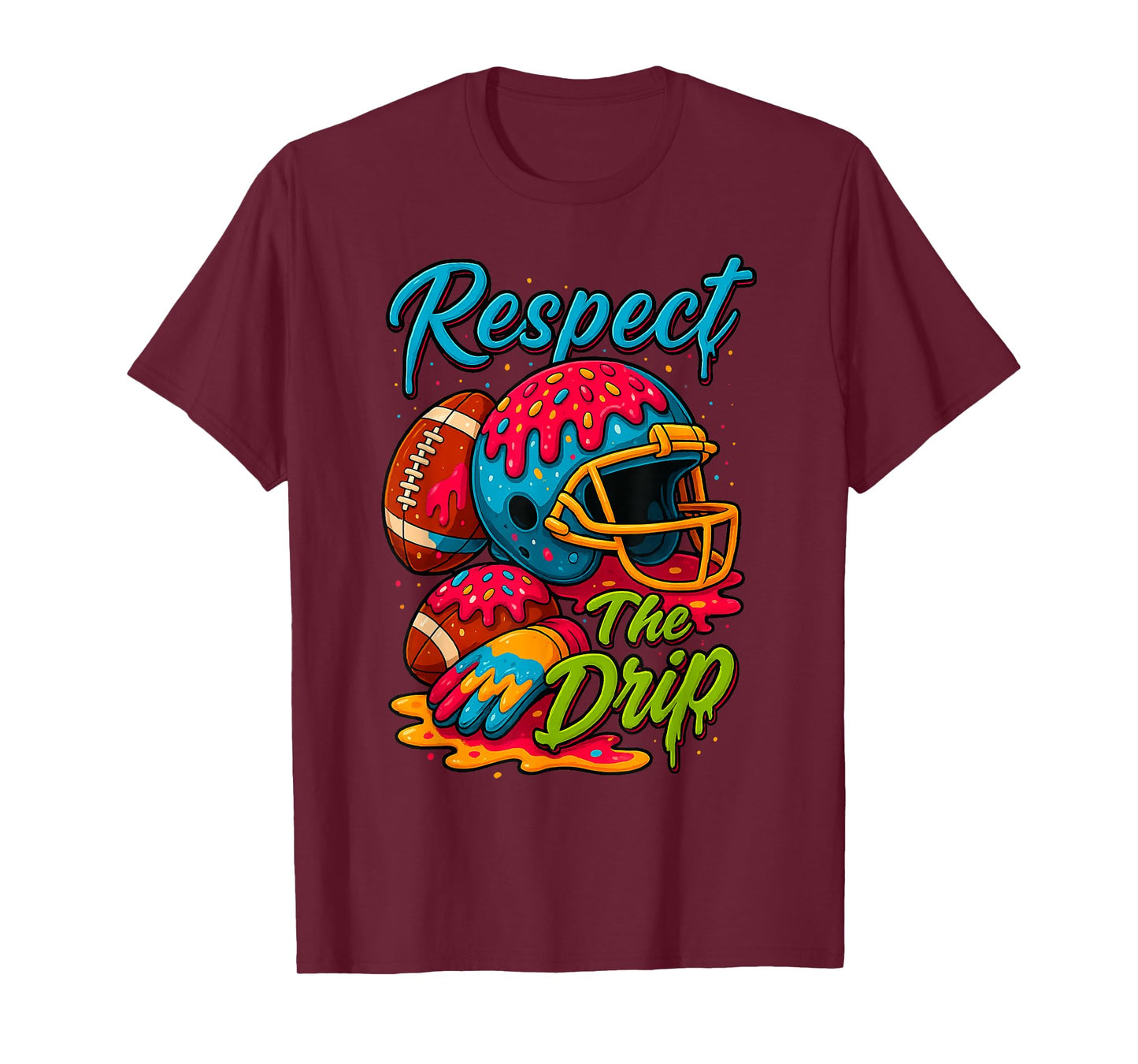 Football Drip Boys Football Ice Cream Sprinkle Respect Drip T-Shirt