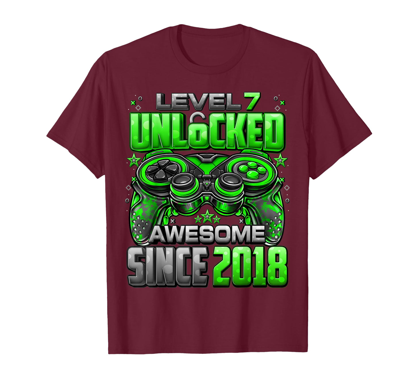 Level 7 Unlocked Awesome Since 2018 7th Birthday Gaming T-Shirt
