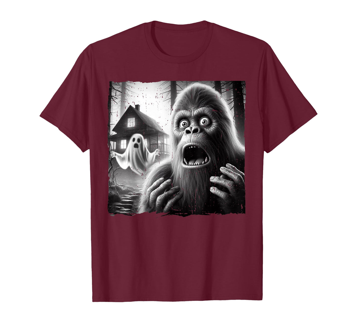 Funny Halloween Costume Men Women Bigfoot Sasquatch Ghost T-Shirt