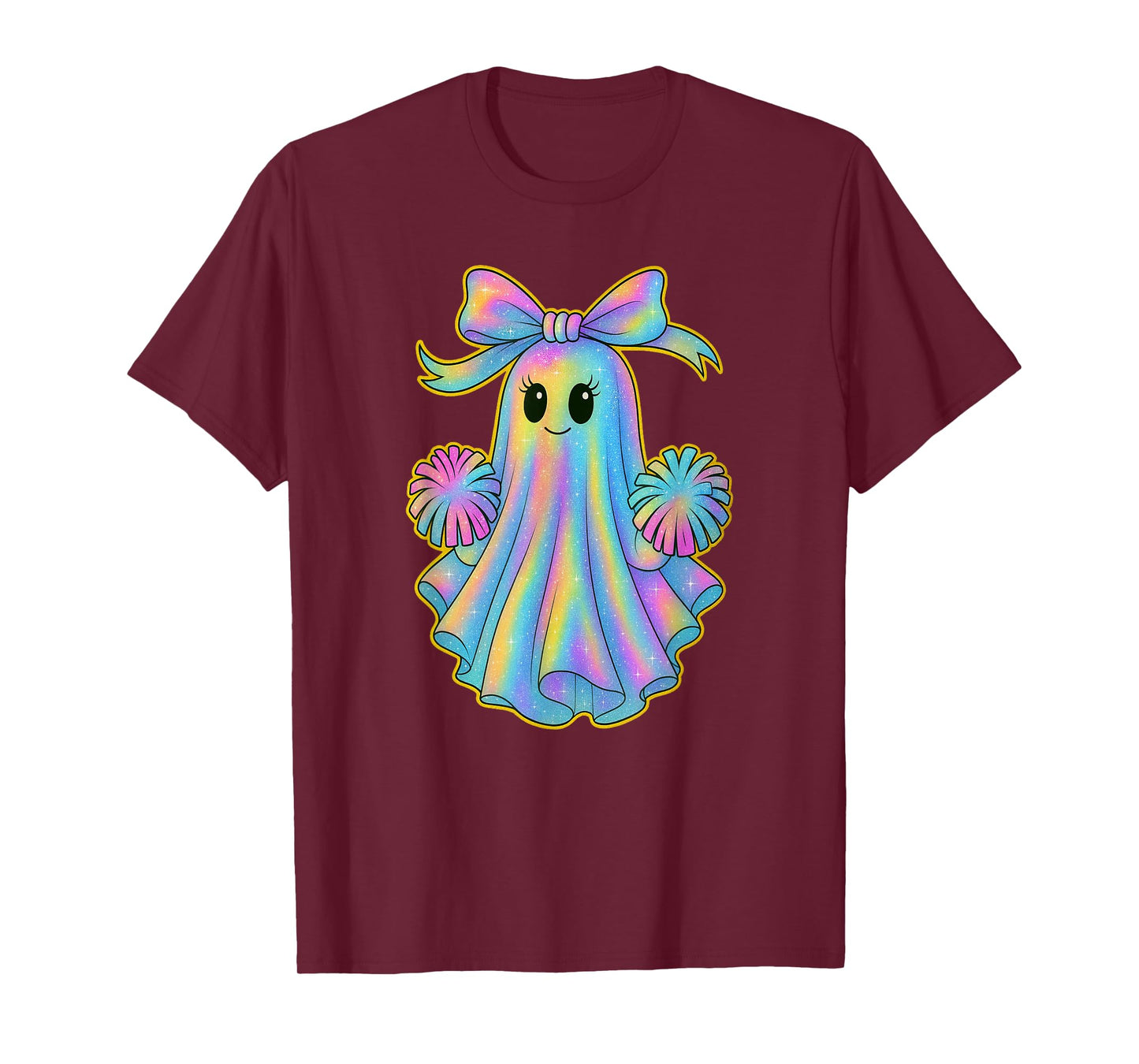 Cute Cheerleader Ghost Lover Pastel Halloween Coquette Bow T-Shirt