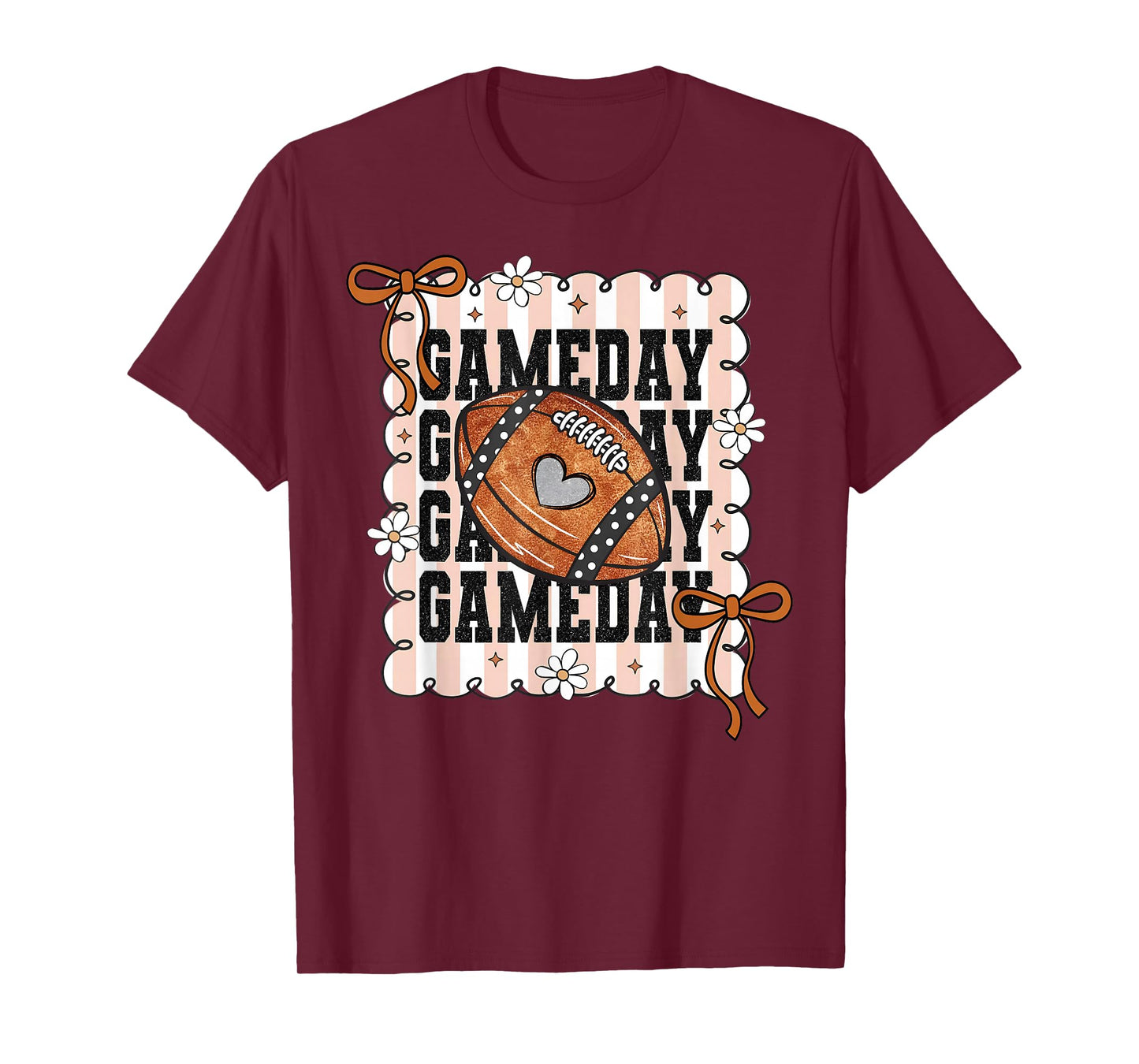 Coquette Bow American Football Game Day Thanksgiving Funny T-Shirt