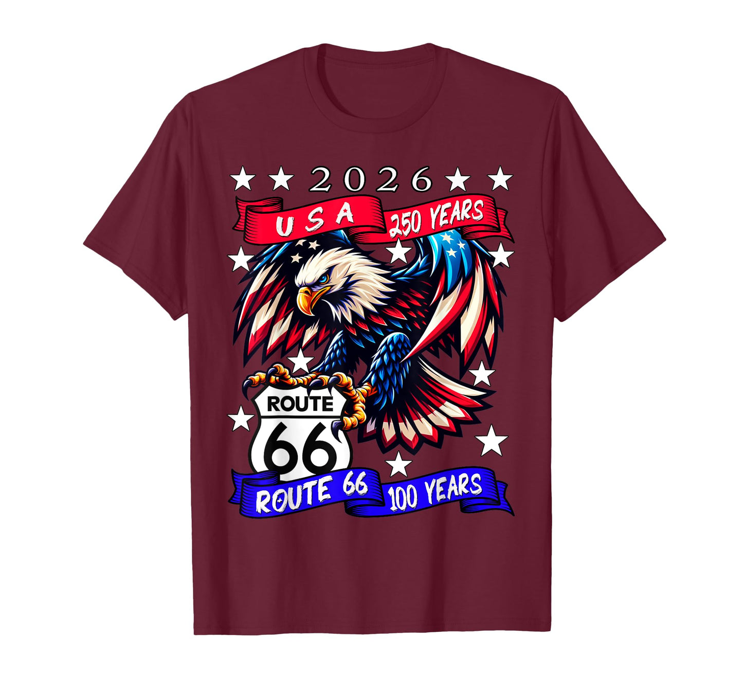 USA 250 Route 66 100 Years Eagle Anniversary Celebration T-Shirt