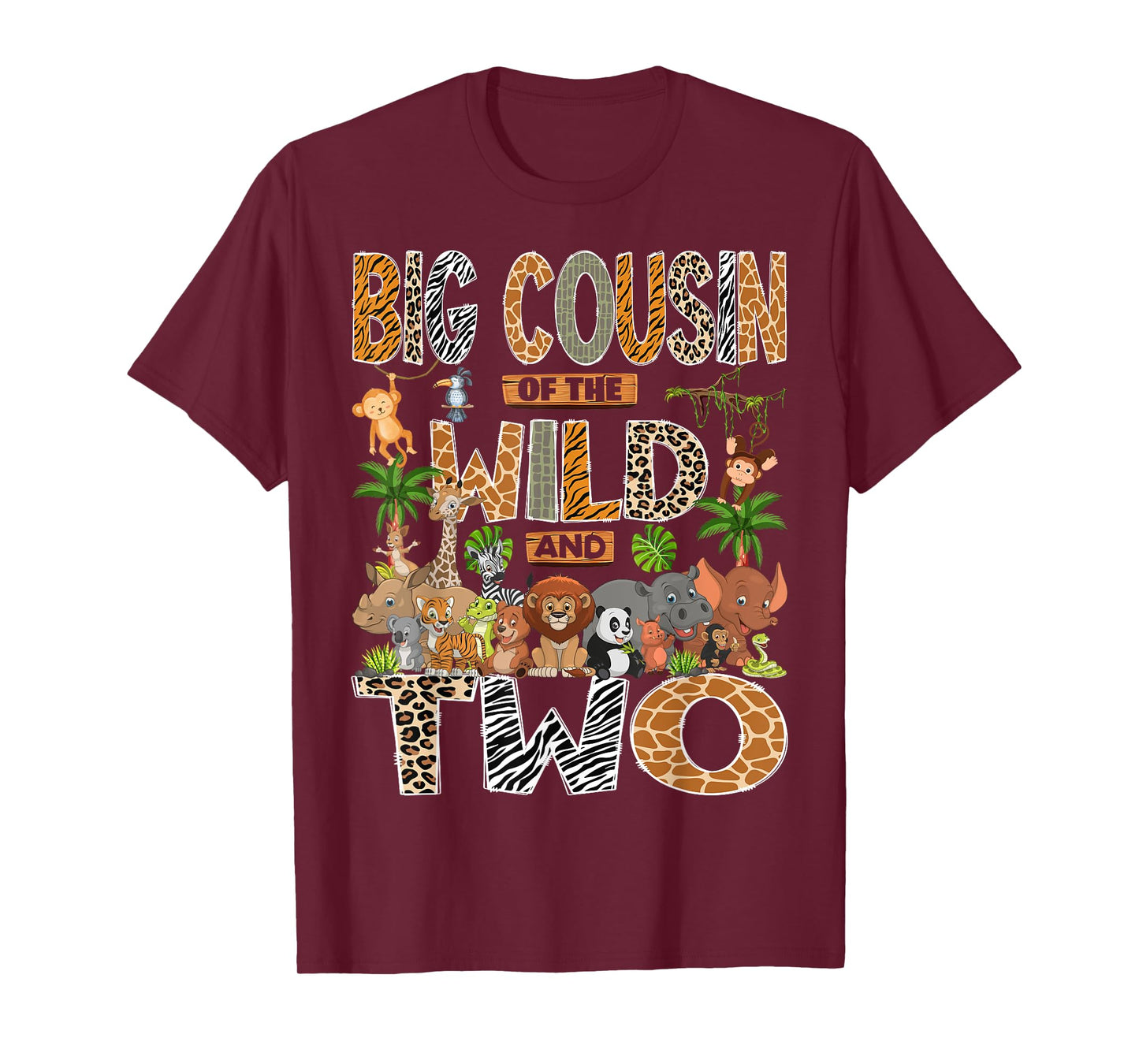 Big Cousin Of The Wild & Two 2Nd Birthday Boy Safari Jungle T-Shirt