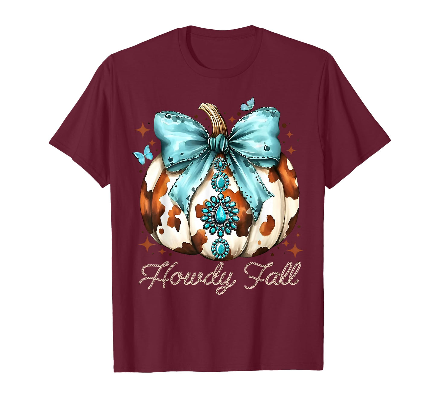 Howdy Fall Western Pumpkin Season Autumn Leaves Thanksgiving T-Shirt