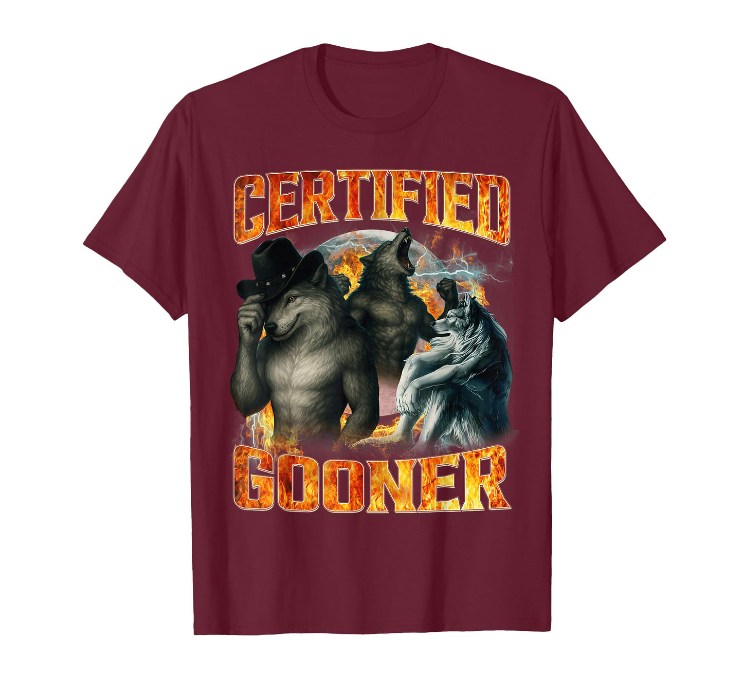 Wolf Certified Gooner Funny Bootleg Meme Dad Papa Men Gifts T-Shirt