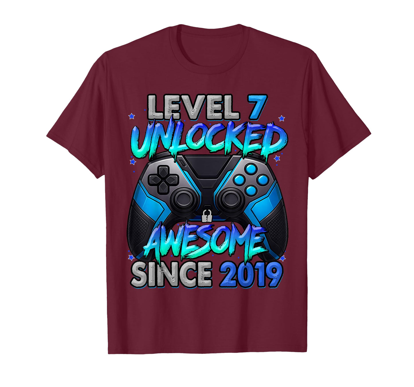 Level 7 Unlocked Awesome Since 2019 7th Birthday Gaming T-Shirt