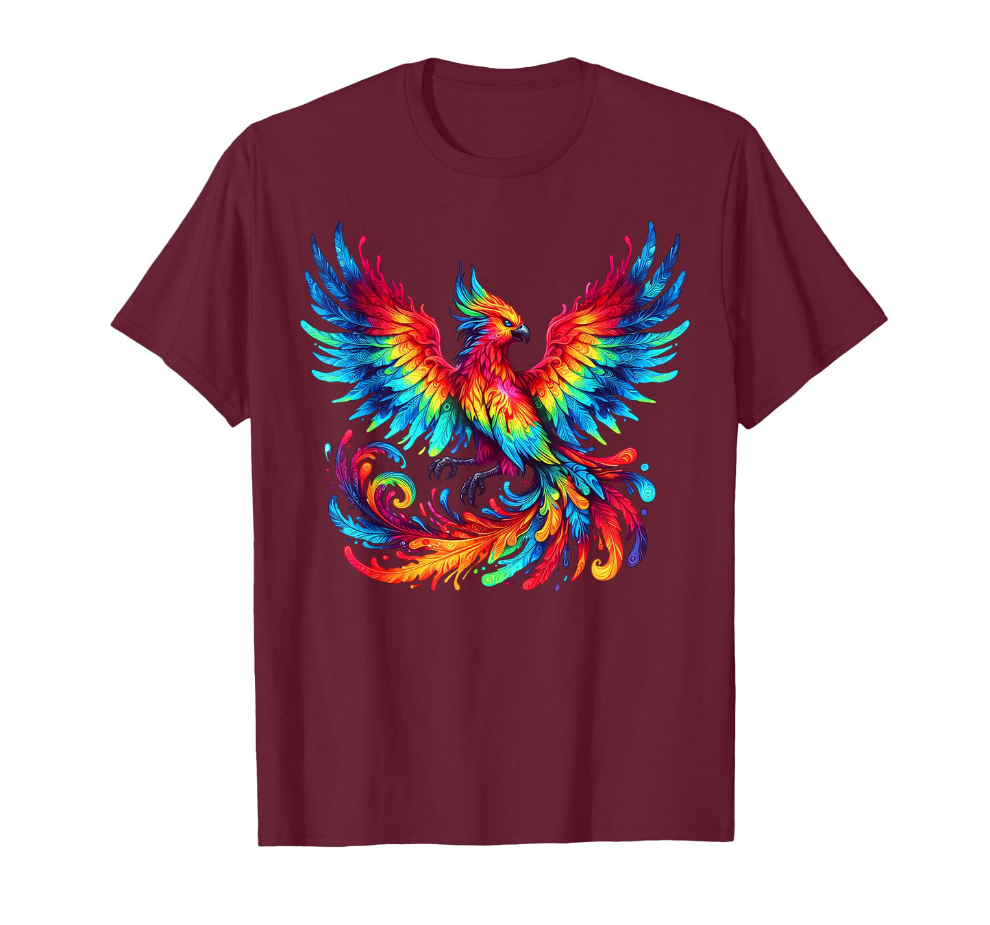 Cool Phoenix Graphic Spirit Animal Illustration Tie Dye Art T-Shirt