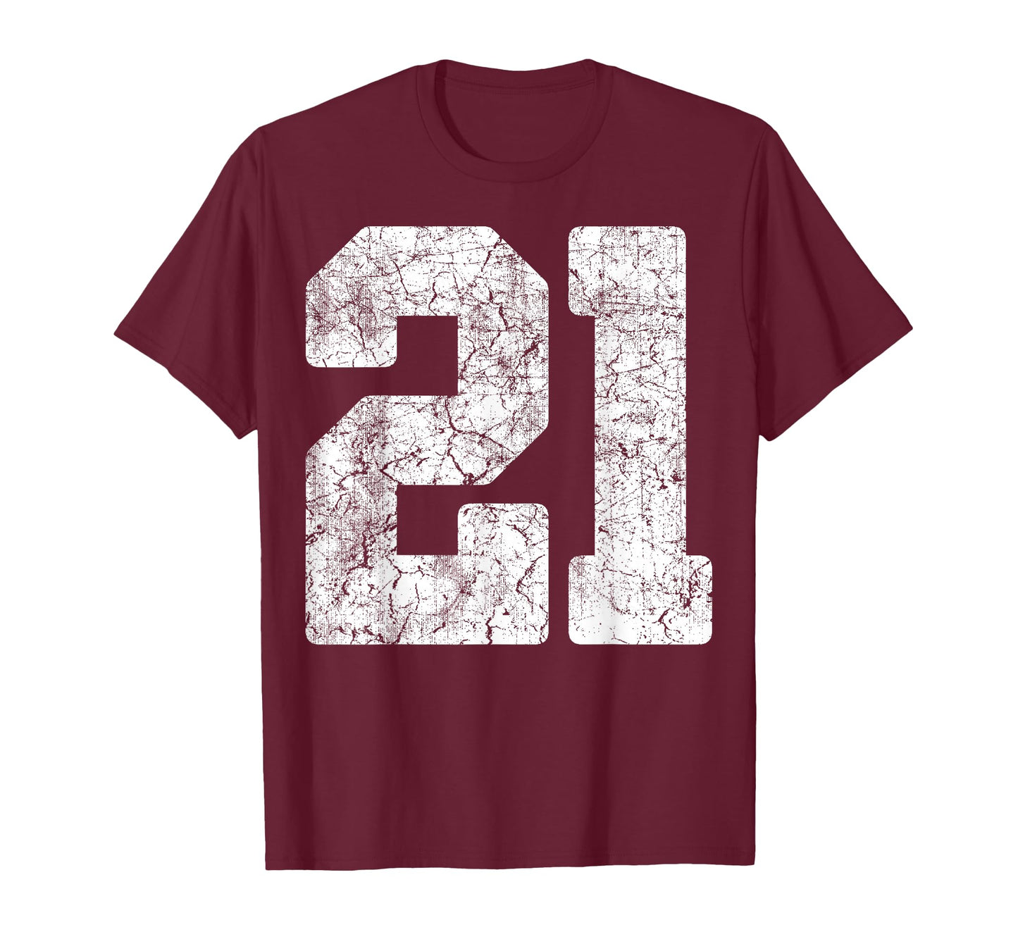 Distressed White Number 21 Jersey Player Uniform #21 Grunge T-Shirt