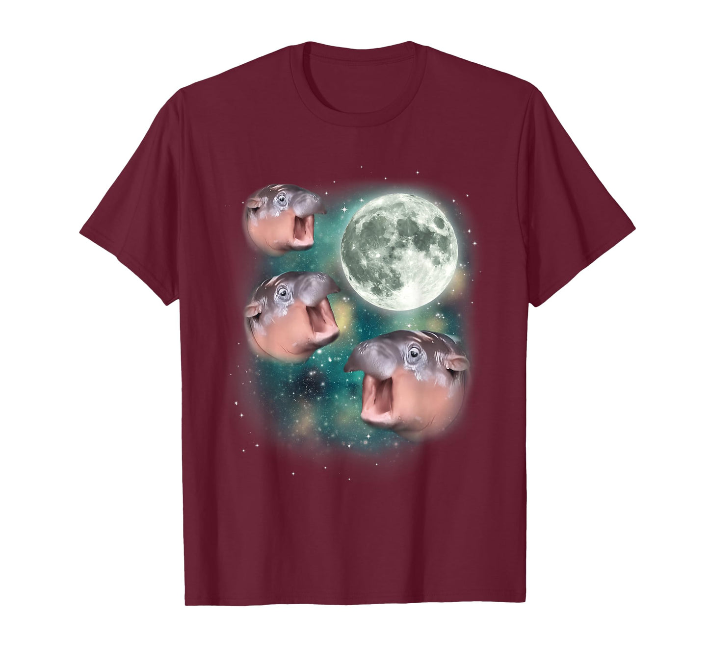 3 Moon-Deng | Baby Hippo Meme Funny Cute Hippopotamus Animal T-Shirt