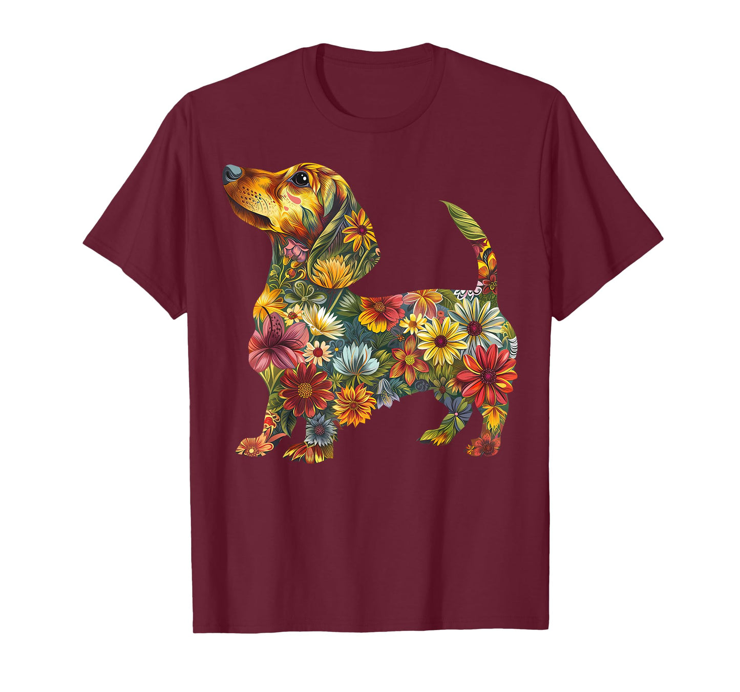 Floral Dachshund Cute Pet Dog Animal Lover Doxie Mama Women T-Shirt