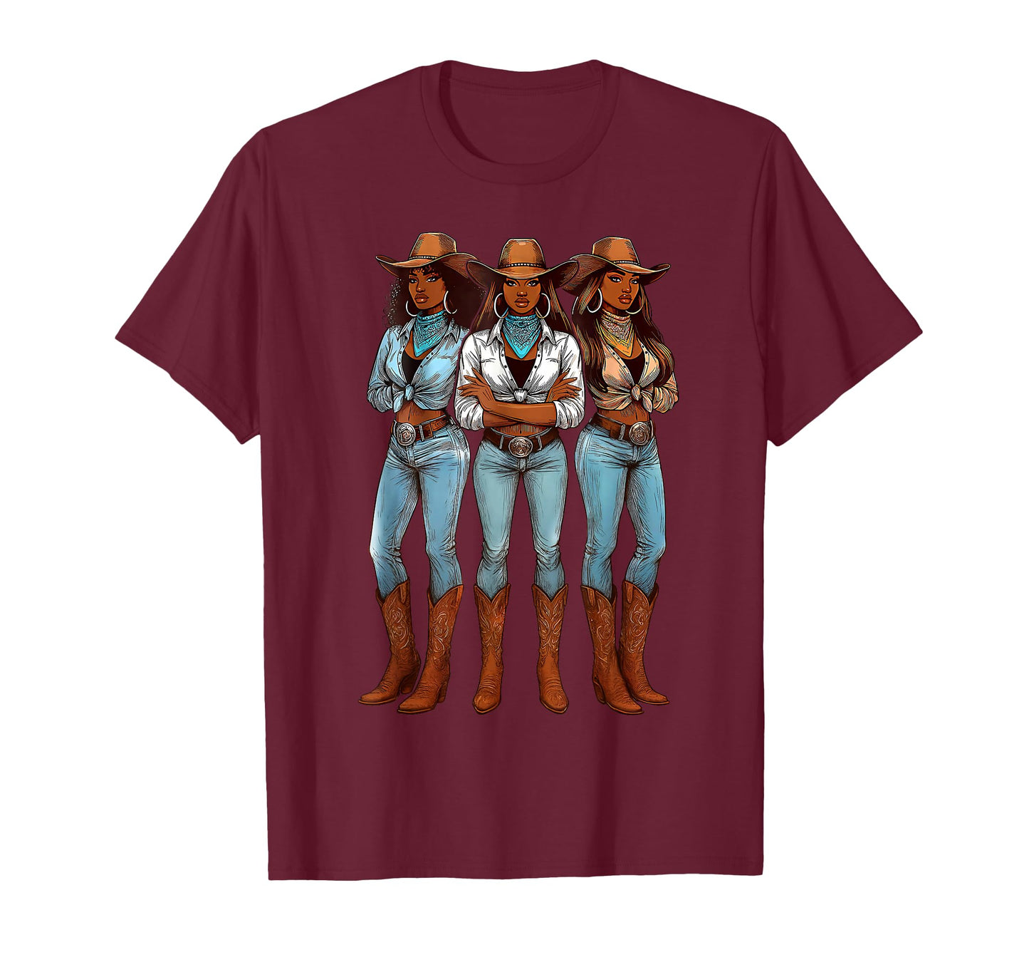 Cowgirl Western Afro Black Women African Black History Month T-Shirt