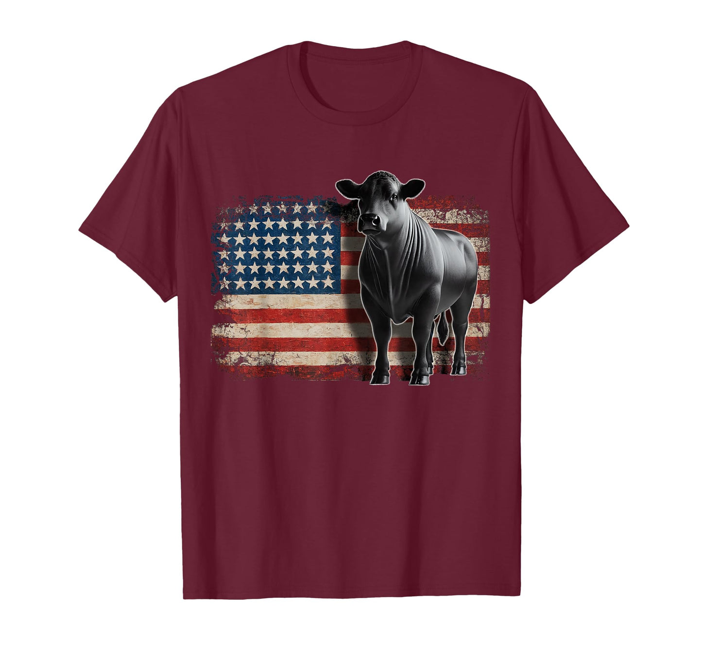 Angus Rancher USA American Flag Cow T-Shirt