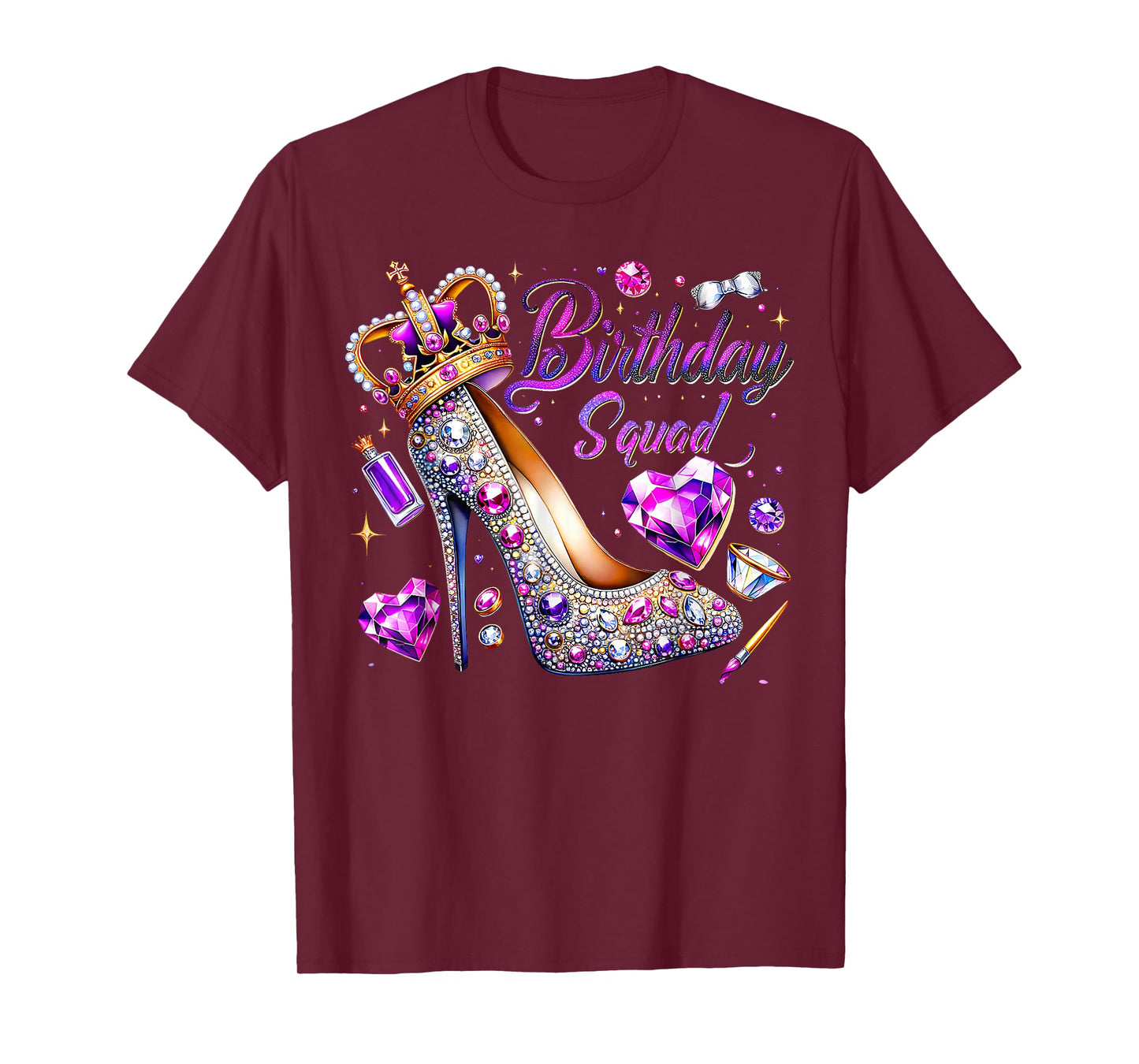Birthday Squad Diva Squad Crown Hearts Birthday Women Girls T-Shirt