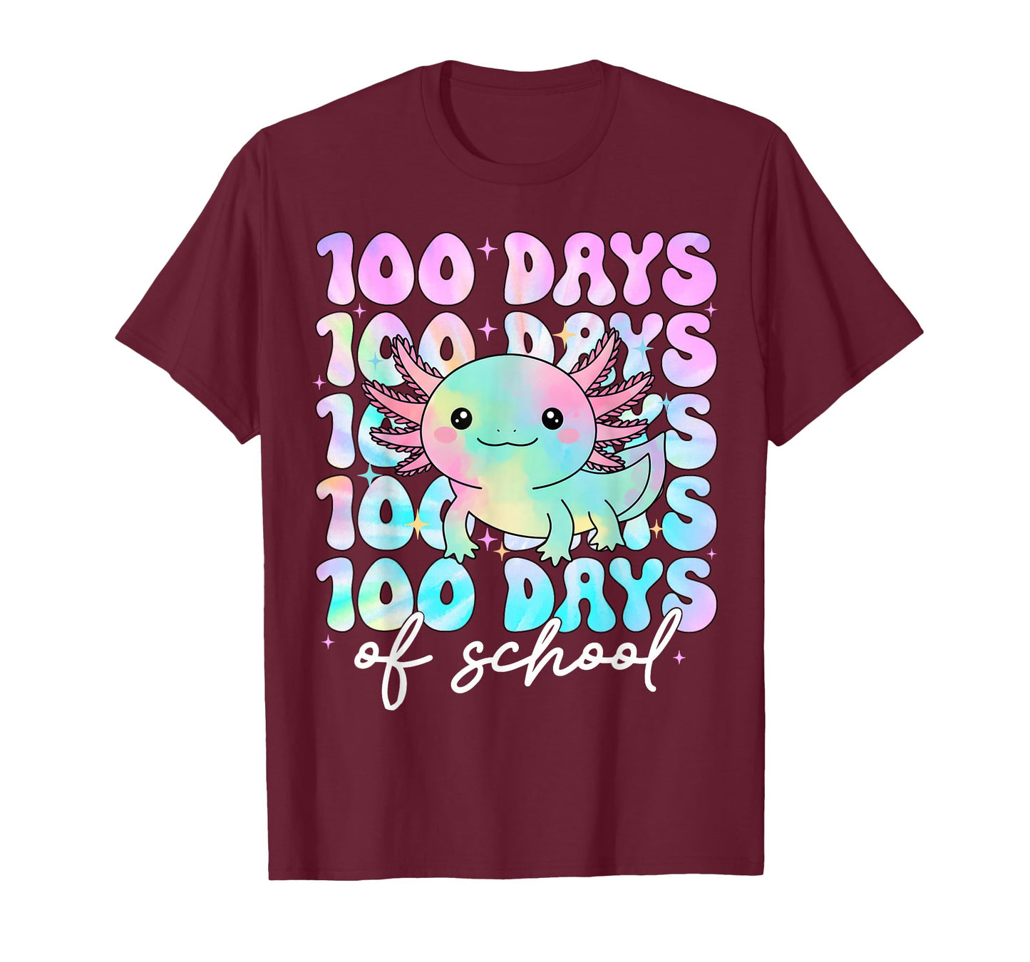 100 Days of School Axolotl Girls 100th Day of School Teacher T-Shirt