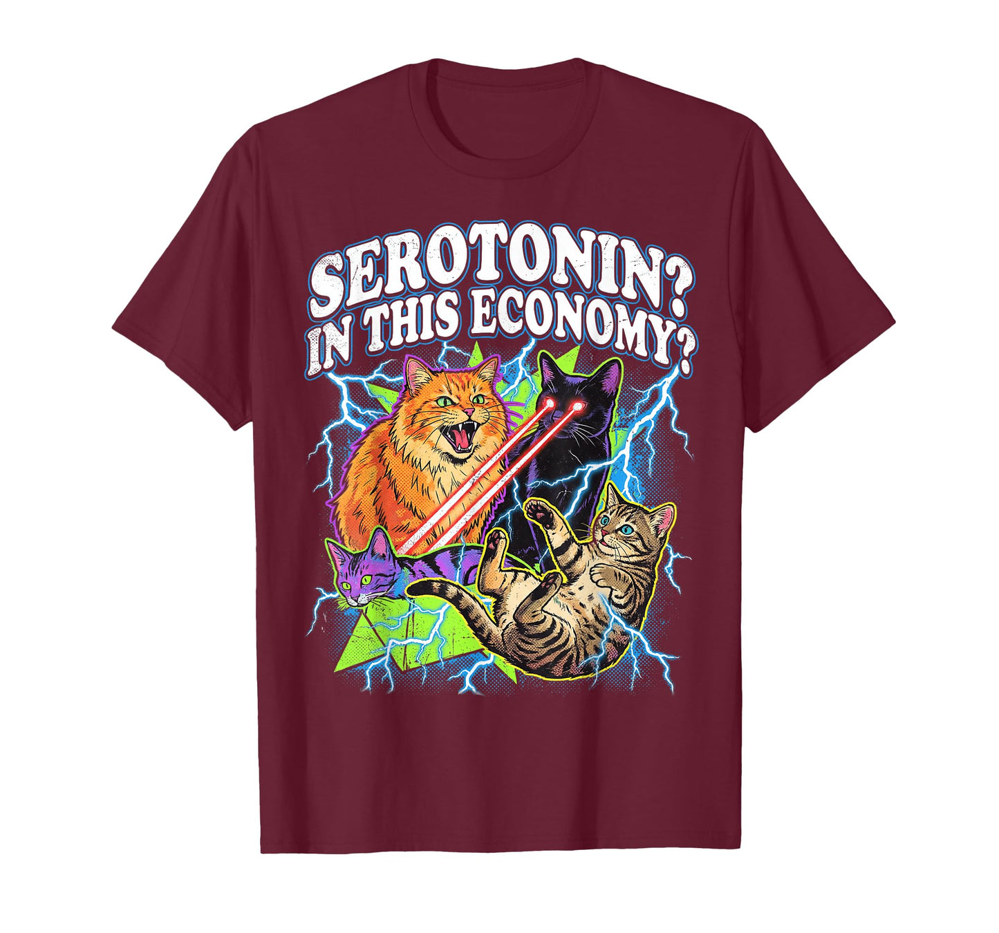 Funny Cat Meme Serotonin in This Economy Sarcastic Design T-Shirt