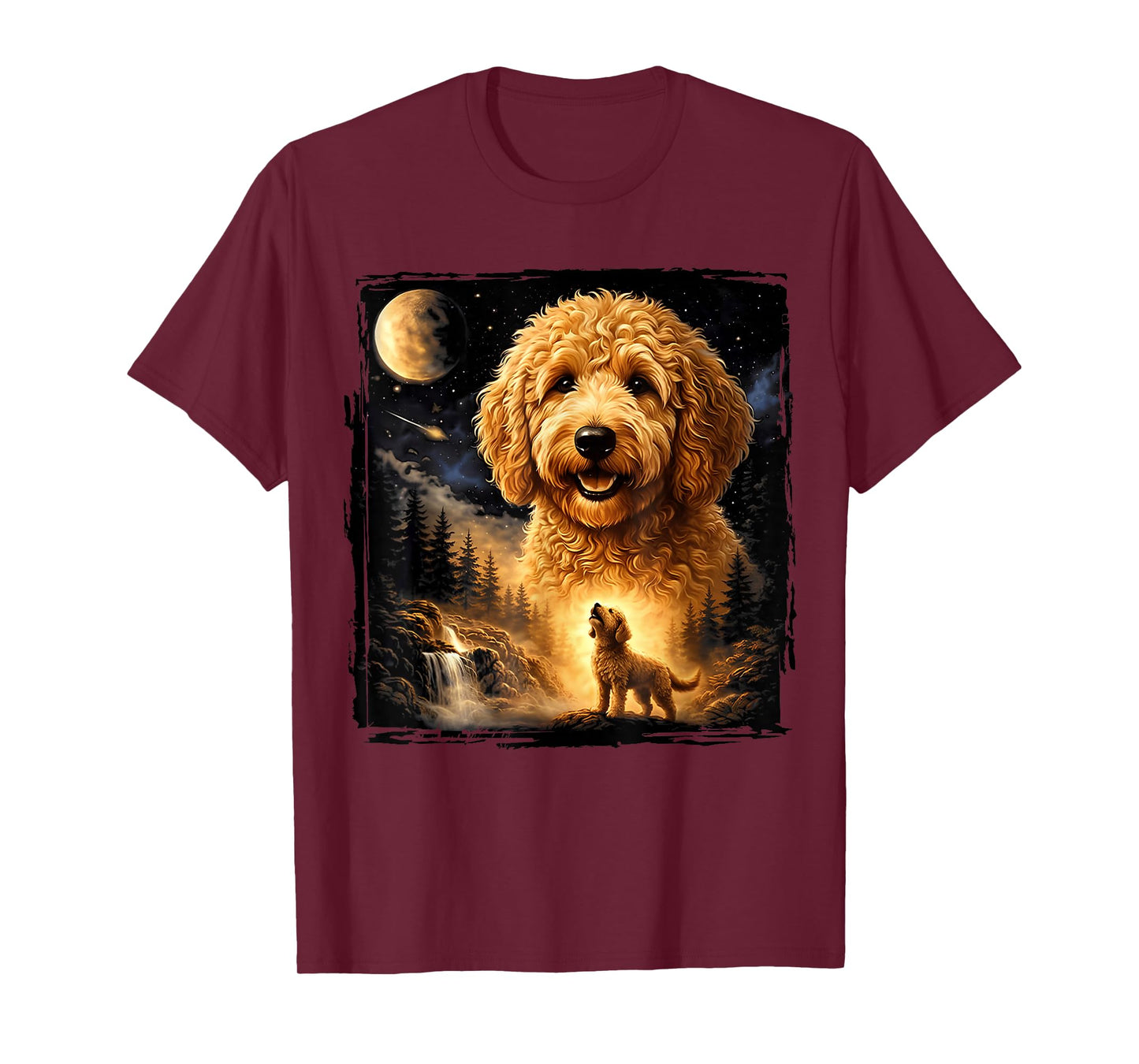 Vintage 90s Goldendoodle Howling at The Moon Goldendoodle T-Shirt
