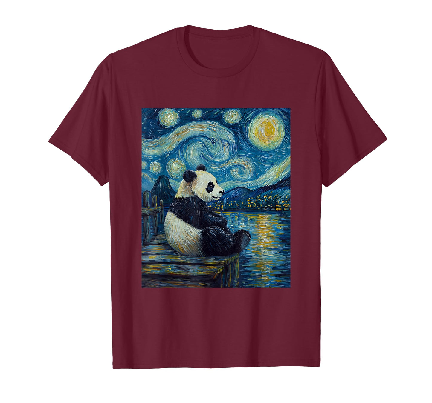 Cute Panda Bear - Van Gogh Style - Starry Night Graphic T-Shirt