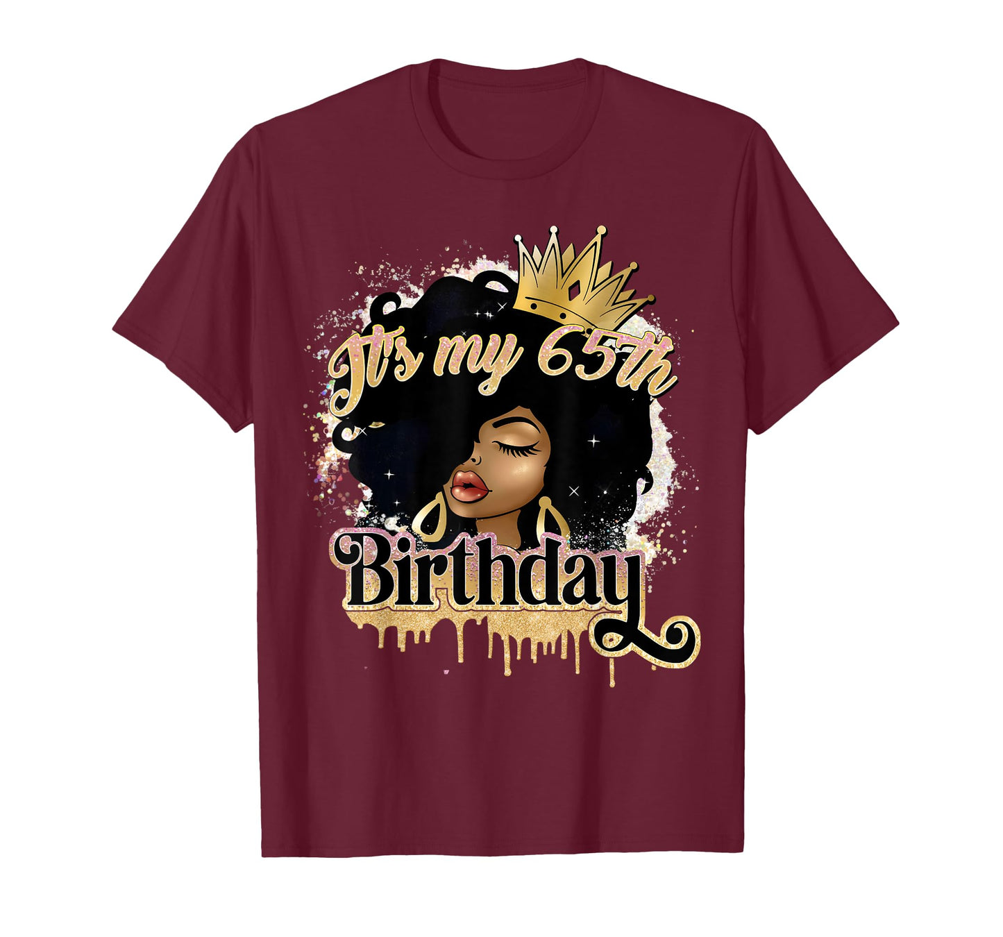 It's My 65th Birthday Melanin Women 65 Years Old Birthday T-Shirt