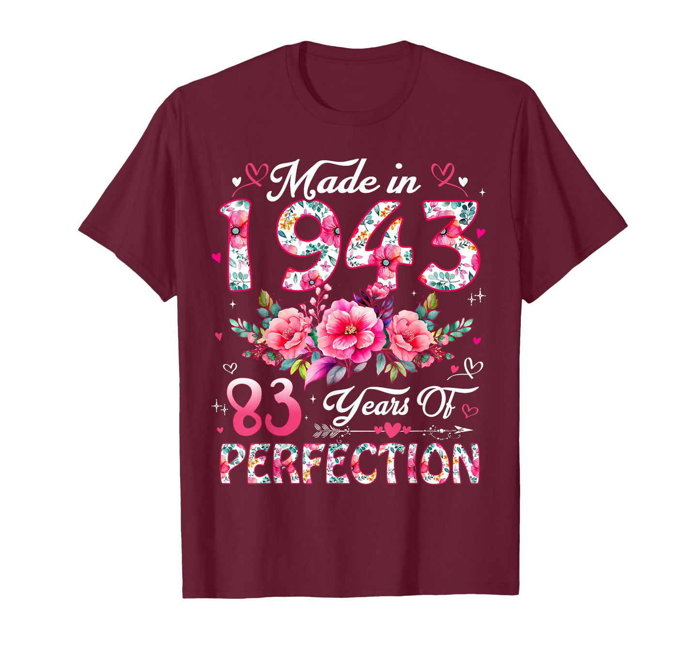 83 Year Old Made in 1943 Floral 83rd Birthday Women T-Shirt