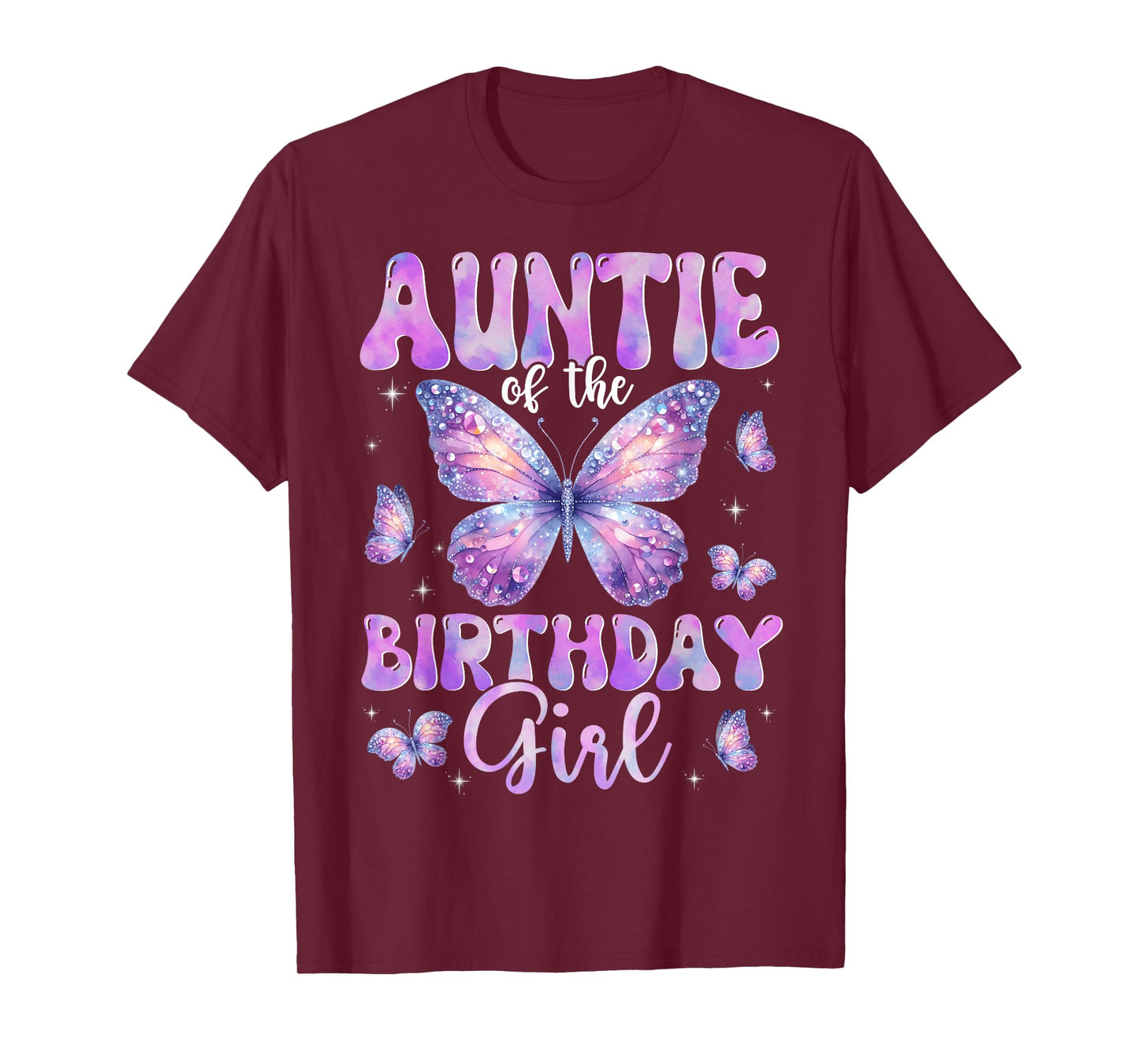 Auntie Of The Birthday Girl Butterfly Family Matching T-Shirt