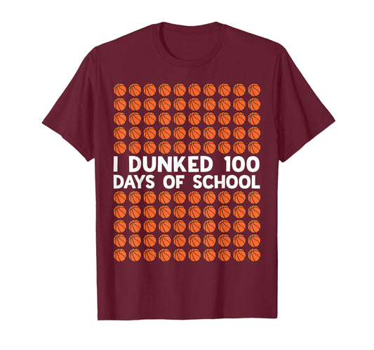 I Dunked 100 Days of School Basketball 100th Day Kids Boys T-Shirt