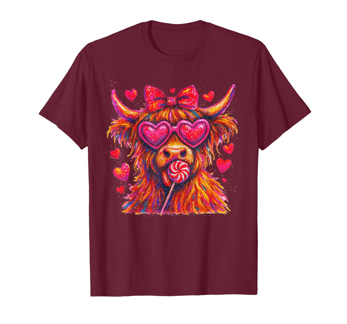 Highland Cow Valentine's Day Heart Howdy Western XOXO T-Shirt