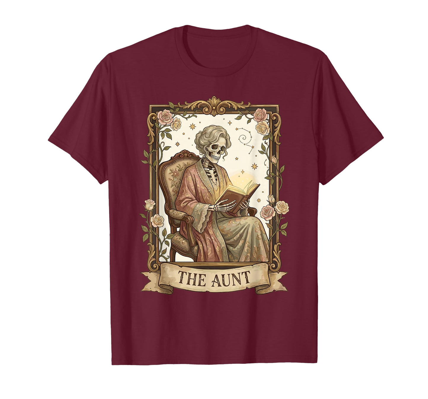 The Aunt Tarot Card Women Skeleton Aunty Book Lover T-Shirt