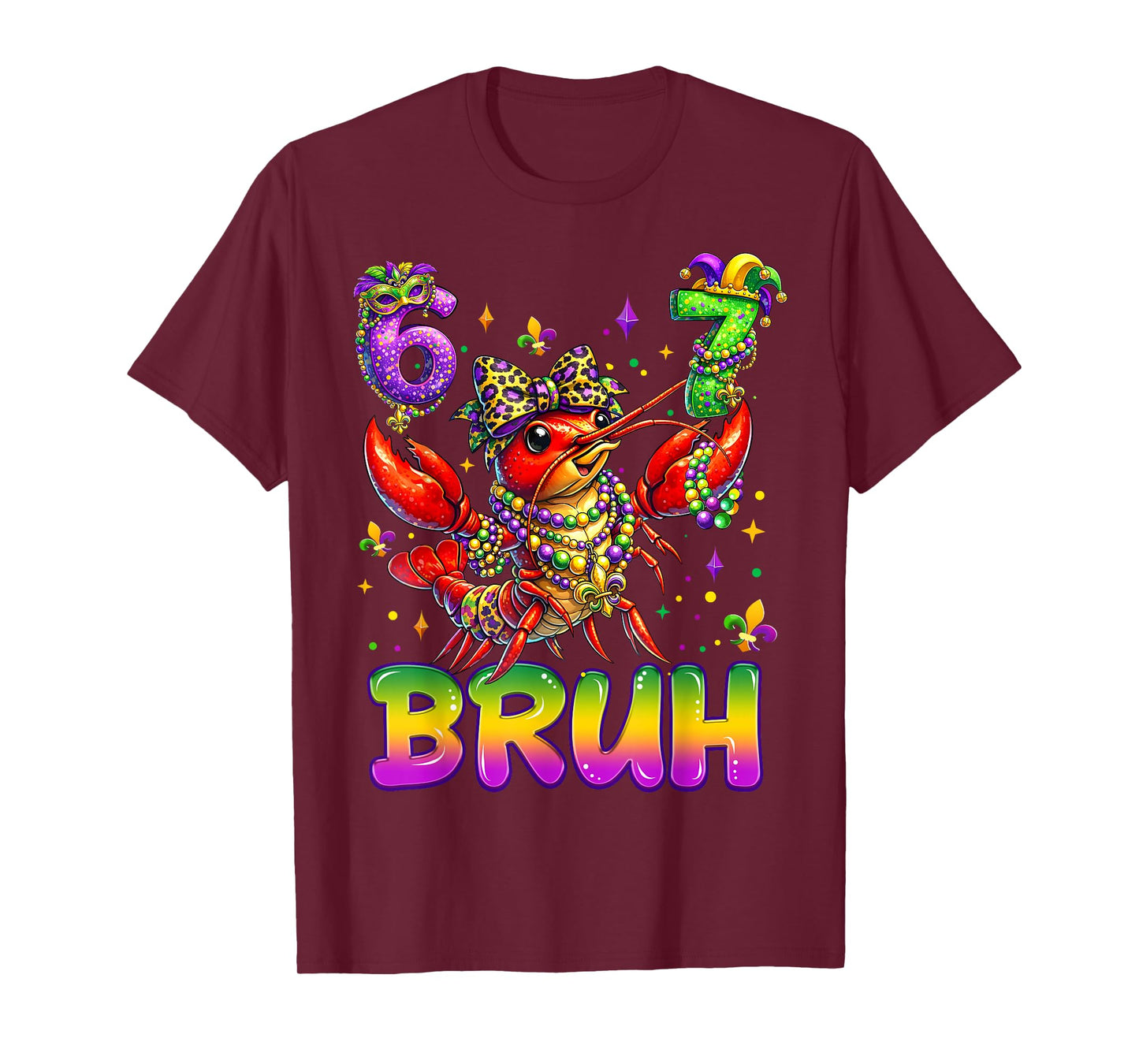 Bruh 67 Mardi Gras Crawfish Beads Six Seven Carnival 6 7 Kid T-Shirt