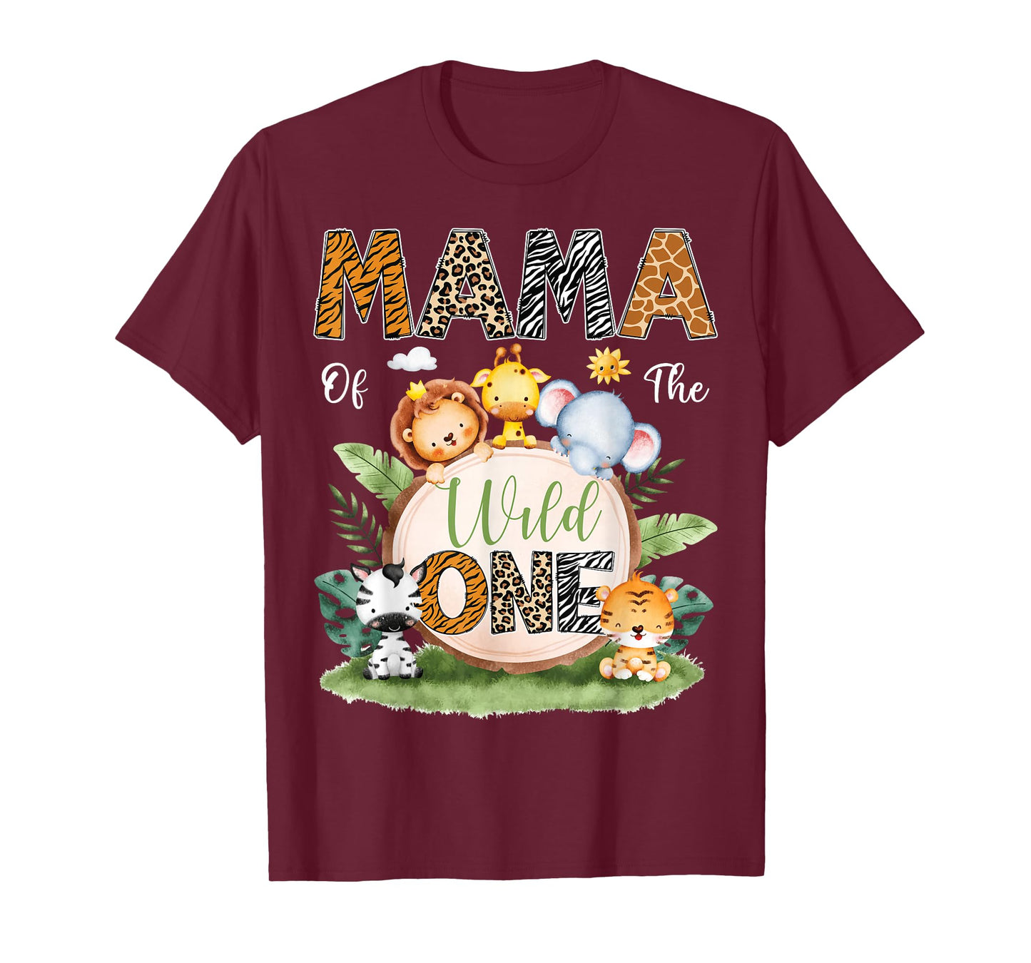 Mama Of The Wild One 1St Birthday Kids Safari Jungle T-Shirt