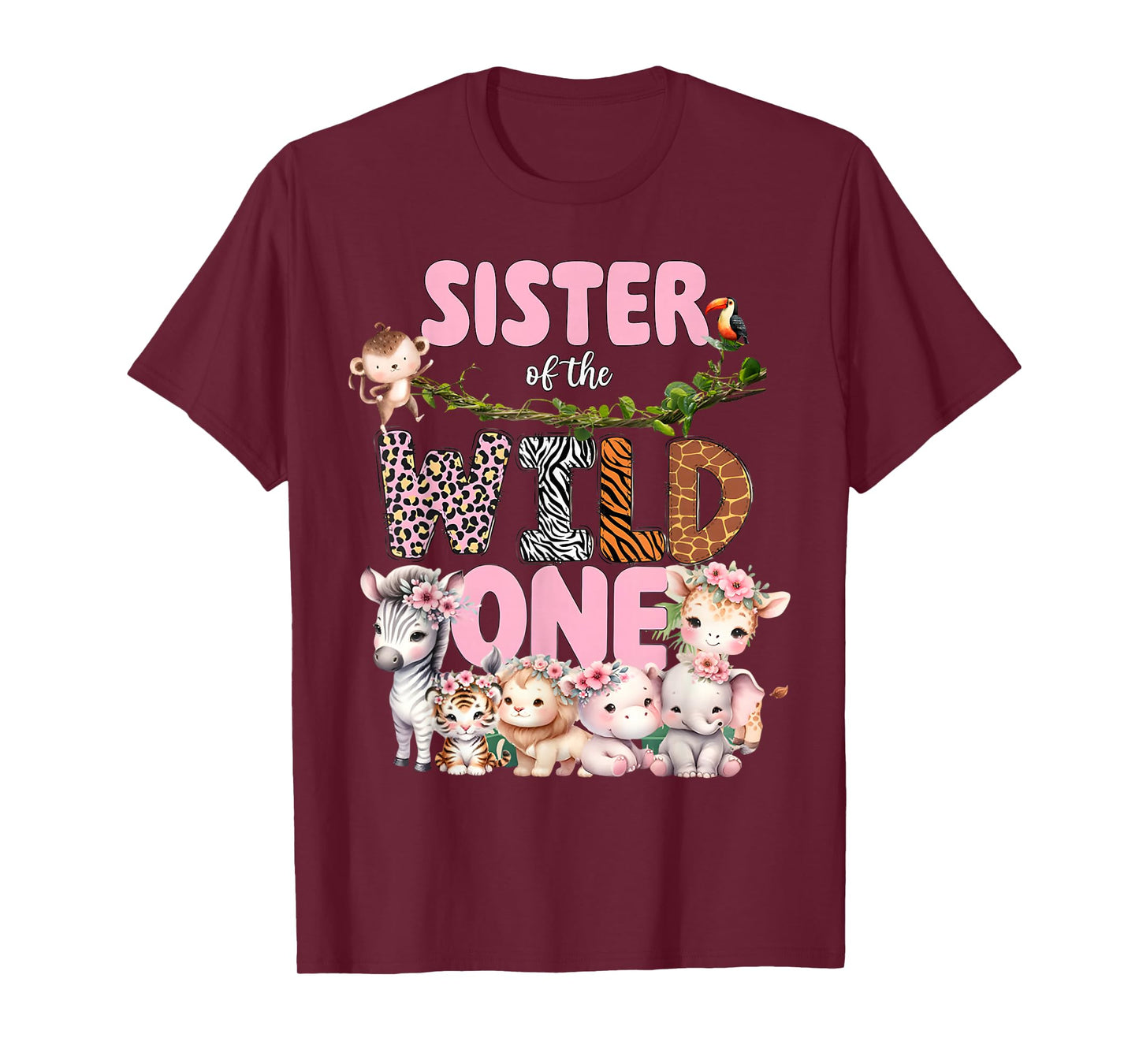 Sister of The Wild One 1st Birthday Girl Kid Safari Jungle T-Shirt
