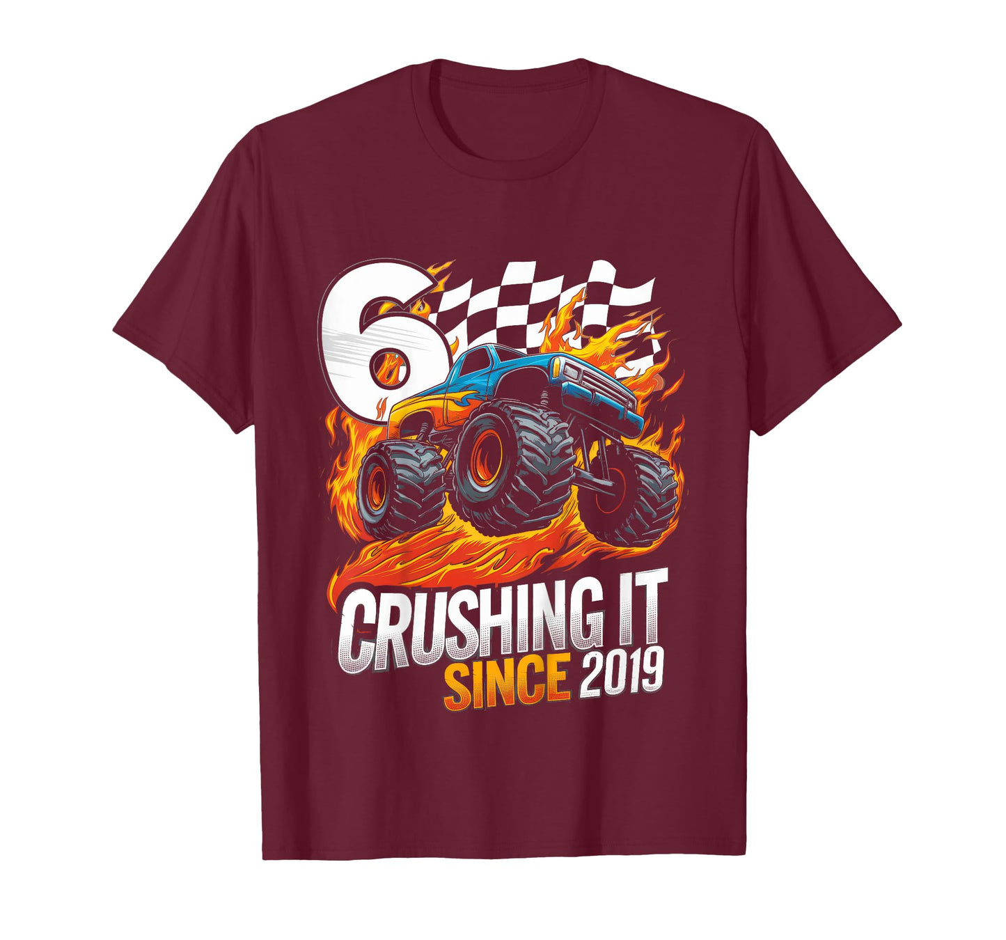 Kids Birthday 6 Years Old Boys Monster Truck Born 2019 6th Party T-Shirt